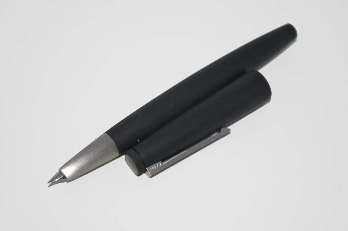 A Lamy 2000 fountain pen, uncapped
